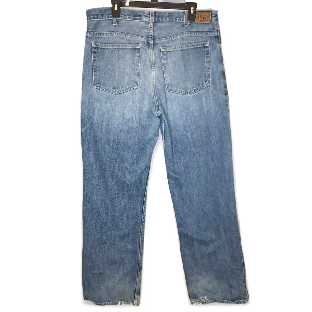 Vintage GAP 1969 Jeans Mens 36x32 Vintage Cut Straight Denim Blue Distressed Y2K